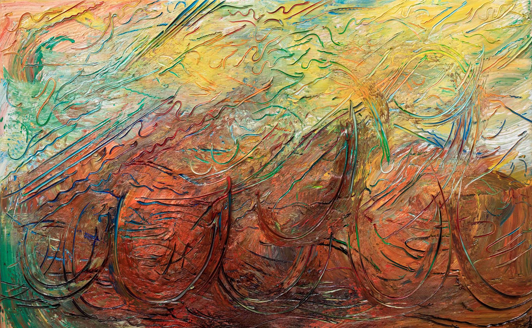 Constantin Rusu Music.Dan Dediu-Elegia minacciosa,2020, oil on canvas,125x200 cm