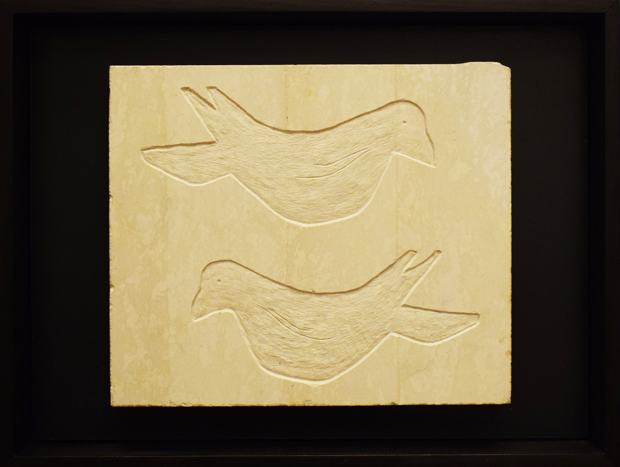 Colectiv Taisia Corbuț, Birds of a feather, 28x37cm, sunken relief, stone, 2023