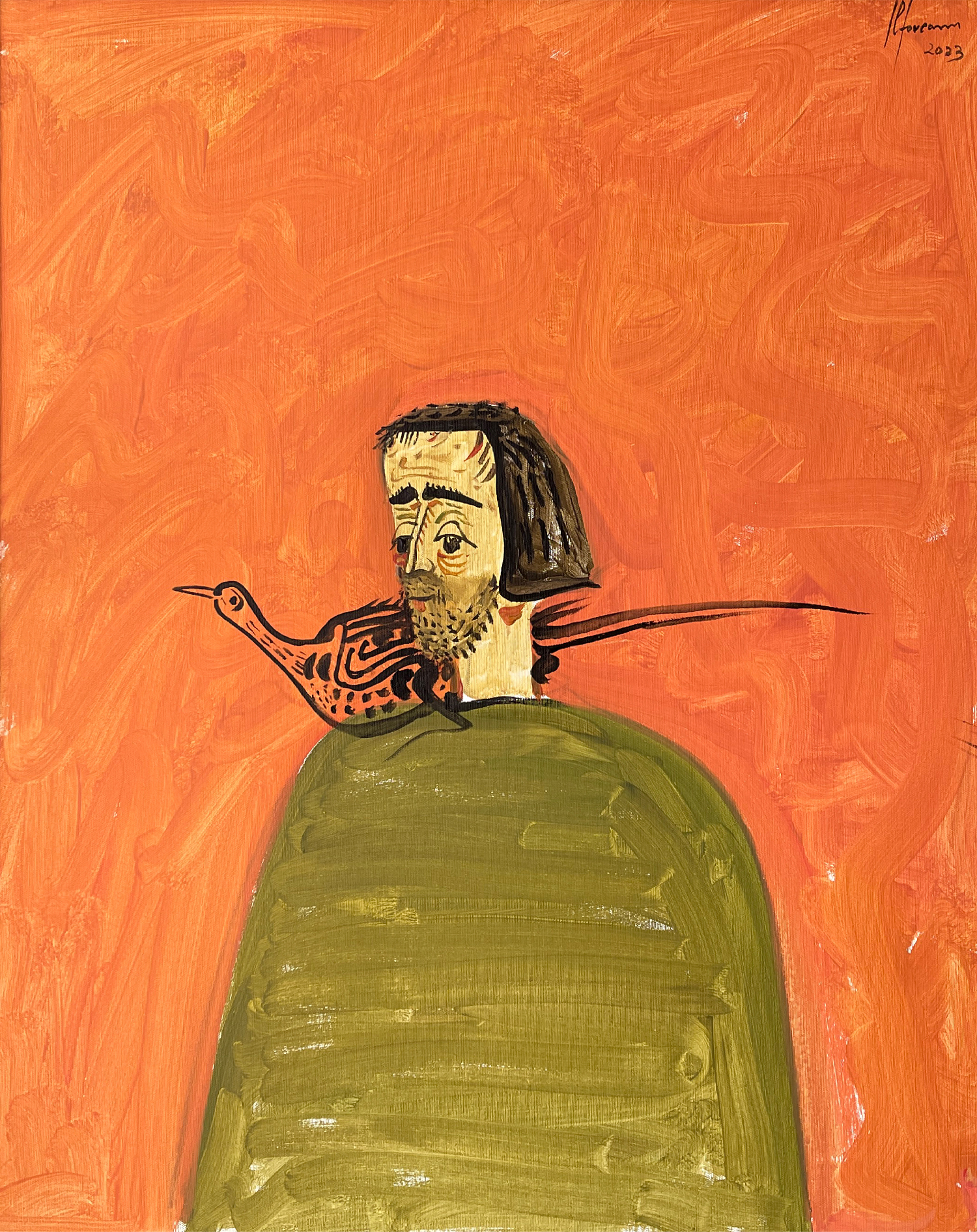 Sorin Ilfoveanu Sorin Ilfoveanu, Portret cu fazan, 2023 acrilic pe pânză 80 x 65 cm